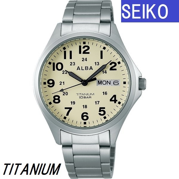 送料無料★特価 新品 セイコー正規保証付★SEIKO アルバ ALBA メンズ腕時計 ヴィンデージ ミリタリー AQPJ401 白文字盤 チタン 10気圧防水