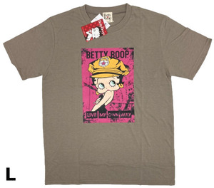 即決新品 ベティ 半袖Tシャツ 男女兼用 メンズサイズ L モカ系 Betty Boop 送料無料