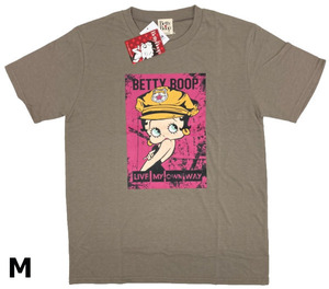 即決新品 ベティ 半袖Tシャツ 男女兼用 メンズサイズ M モカ系 Betty Boop 送料無料