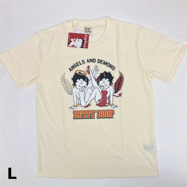 即決新品 ベティ 半袖Tシャツ 男女兼用 メンズサイズ L ベージュ系 Ａ柄 Betty Boop 送料無料