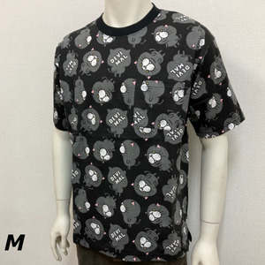 即決新品 DEVIMAL デビマル 半袖Tシャツ M 総柄ブラック 綿100％ 癒し系キャラ ポケットあり 送料無料