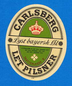 ☆ラベル/商標【CARLSBERG LET PILSNER　SKATTEKLASSE Ⅱ】8.5×6.7cm