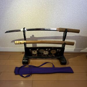 1円〜長脇差/日本刀 脇差 無銘 登録証付 長さ53.0cm 反り1.5cm白鞘 時代武具 骨董 刀剣 真剣 刀装具 