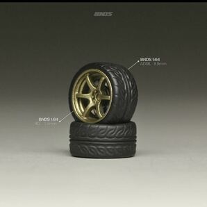 カスタムホイール タイヤ パーツ 1/64 1 64 1:64 トミカ ホットウィール MINI GT マジョレット 等に最適 深リム BNDS RE30 ゴールドの画像2