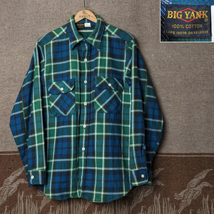 ビッグヤンク 【BIG YANK】 70s Plaid Flannel Shirt / 70年代 フランネル シャツ M ヘビーネル 綿100％ ワークシャツ ビンテージ 50s60s