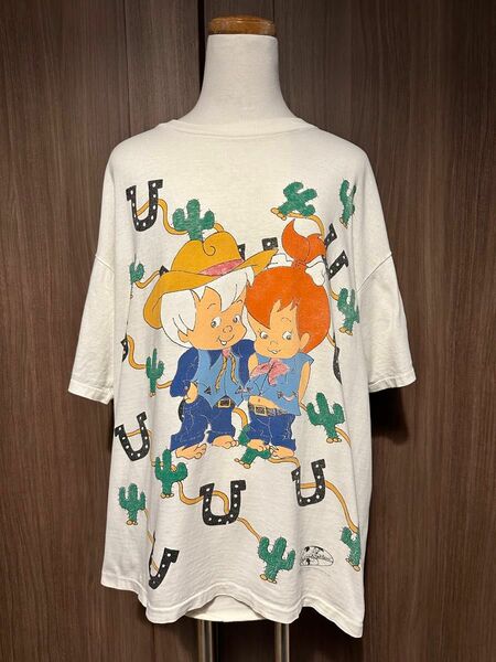 90s The Flintstones Pebbles & Bam TeeAll Over print XL DELTAタグ