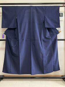 #e2905# used # silk ..# iron navy blue color single . undecorated fabric kimono # height 146.61