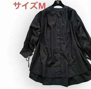 美品百貨店購入ブラック黒ふんわりオーバーサイズチュニックブラウスMマタニティにも ブラウス トップス