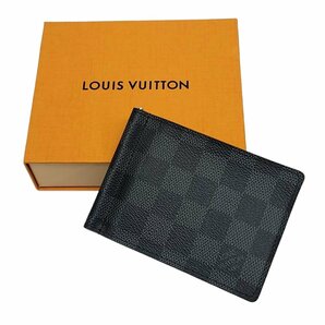 BA734 LOUIS VUITTON ルイ ヴィトン ダミエ グラフィット ポルトフォイユ パンス N61000 二つ折り財布 マネークリップ 箱付き 美品の画像1