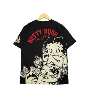 WC697E8 THE BRAVE-MAN BETTY BOOP ブレイブマン ベティーブープ コラボ 天竺 刺繍 プリント 半袖Tシャツ Lサイズ ブラック BBB-2419 /26