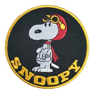 A-38【 アイロンワッペン 】 刺繍ワッペン アップリケ リメイク SNOOPY スヌーピー flyingace フライングエース アイロンワッペン ワッペン