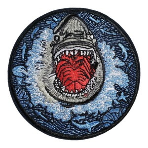 K-16【 アイロンワッペン 】 刺繍ワッペン アップリケ リメイク 鮫 サメ シャーク SHARK アイロンワッペン ワッペン patch パッチ wappen