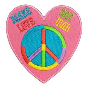 P-36【 アイロンワッペン 】 刺繍ワッペン アップリケ リメイク ハート heart ピース Peace 平和 Love アイロンワッペン ワッペン patch