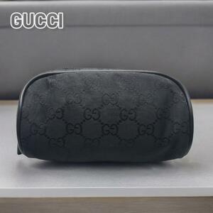 GUCCI グッチ ポーチ 小さめ シグネチャー コスメ 小物 ブラック