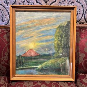 Art hand Auction Auténtica pintura de paisaje Monte Fuji Red Fuji Enmarcado Mt.Fuji Red Fuji Enmarcado Pintura al óleo Pintura japonesa, Obra de arte, Cuadro, otros