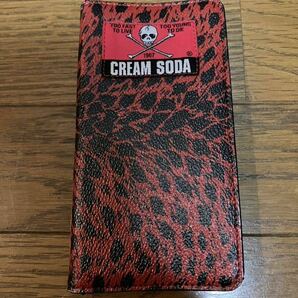 cream soda iPhoneケース スマホケース 手帳カバー 赤 ヒョウ柄 レッド クリームソーダ ピンクドラゴン 豹柄 ロカビリーの画像1