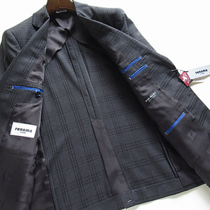 新品◆春夏★レノマ renoma HOMME British Wool Blend BULKY&DURARBLE ウールスーツ AB6 グレー シャドーチェック柄の画像5