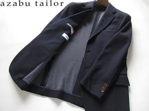 新品◆春★日本製 麻布テーラー azabu tailor×REDA ACTIVE★紺ブレザー ニット調ウールジャージージャケット 44A 濃紺