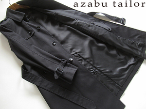 新品◆7,3万円★日本製 麻布テーラー azabu tailor★トレンチ ステンカラーコート 48/L 黒 VENTILE ギャバジン