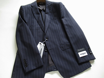 新品◆春夏★レノマ renoma HOMME British Wool Blend BULKY&DURARBLE ウールスーツ AB4 濃紺 ストライプ柄_画像4