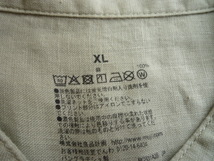 無印　MUJI 　オーガニックリネン洗いざらしスタンドカラーシャツ XL/ライトグリーン_画像4