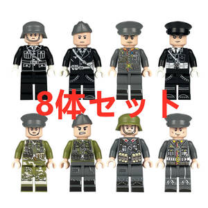 ★新作★【レゴ互換】ミニフィグ WW2ドイツ軍兵士人形フィギュアCセット8体