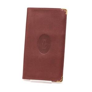 カルティエ マスト ドゥ カルティエ mast du cartier 長財布 ロングウォレット long wallet 札入 ワイド ワインレッド バーガンディ