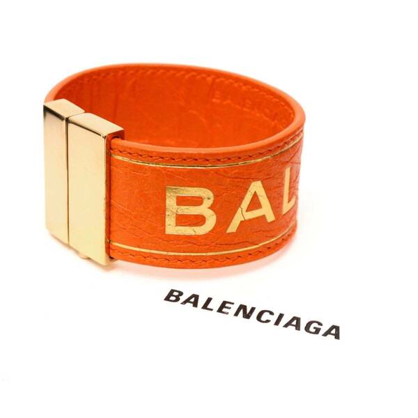 バレンシアガ 466597 Agneau Logo Blanket Bracelet ブレスレット バングル アクセサリー ロゴ メタルバックル ゴールド金具 金 BALENCIAGA