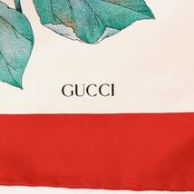 グッチ スカーフ カレ ストール マフラー 大判 フローラル 花柄 シルク 赤 レッド red 白 ホワイト white GUCCI_画像7