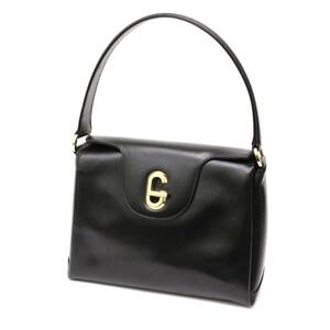 グッチ ハンドバッグ トップハンドル G金具 ターンロック オールド ヴィンテージ レザー 本革 黒 ブラック black GUCCI