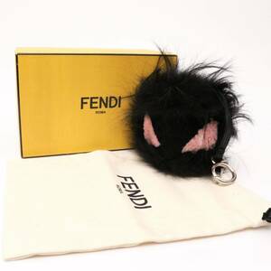  Fendi Monstar charm key holder soft mofmof bonbon fur leather original leather black black black pink pink Fendi