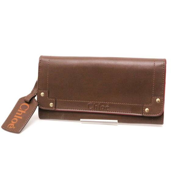 クロエ エデン eden 長財布 ロングウォレット long wallet フラップ バイカラー レザー 本革 茶 ブラウン brown Chloe