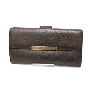 グッチ 112715 グッチシマ 長財布 ロングウォレット long wallet レザー 本革 茶 ブラウン brown GUCCI