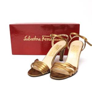 サルヴァトーレ フェラガモ 7560 388 パンプス 靴 シューズ 4 1/2 レザー 本革 ゴールド ブロンズ Salvatore Ferragamo