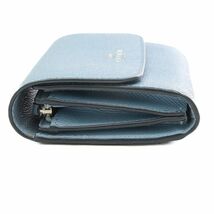 コーチ 折り財布 ウォレット folded wallet フラップ 2つ折り レザー 本革 青 ブルー Blue 水色 ライトブルー COACH_画像4