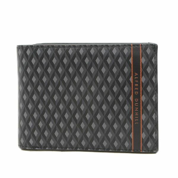 ダンヒル 折り財布 ウォレット folded wallet チェック レザー 本革 PVC グレー チャコールグレー 黒 ブラック black Dunhill