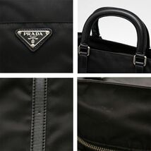 プラダ 2way ショルダーバッグ トートバッグ 三角プレート メタル ナイロン レザー 本革 黒 ブラック black PRADA_画像10