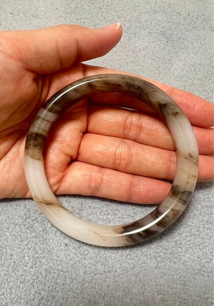 天然石 和田玉 潤い茶色バングル 内径60-64mm