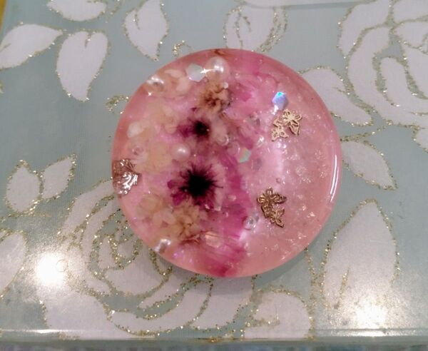 ハンドメイド ポニーフック ピンク 蝶々とお花