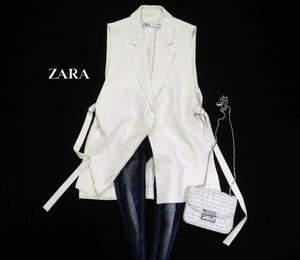 ザラ ZARA 大人素敵スタイル☆ サイドベルト デザインジレ ベスト S