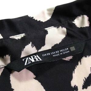 ザラ ZARA 大人素敵スタイル☆ 微光沢 とろみ ヒョウ柄 シャツブラウス 羽織にも XSの画像5