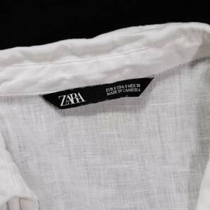 ザラ ZARA 大人カジュアル☆ リネン ステッチ入りサイドライン ロールアップ袖 デザインシャツチュニック 羽織にも Sの画像6