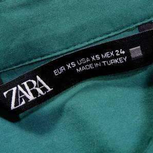 ザラ ZARA 大人素敵スタイル☆ コットン 綿 ドロストウエストマークリボン フレア ロングシャツワンピース XS 羽織にも の画像6