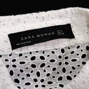 ザラ ZARA WOMAN 大人可愛い☆ カットワーク刺繍 パンチングレース デザインシャツブラウス M 羽織 レイヤードコーデにもの画像5