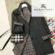 H21【エレガントカシミヤに包まれる】参考価格18万●美品BURBERRY collection●高級カシミヤトレンチコート バーバリーコート レディース_画像1