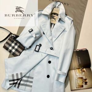 L20【春を彩るスカイブルー!!】参考価格22万●超美品BURBERRY LONDON●高級トレンチコート バーバリーコート レディース MADE IN POLOND 