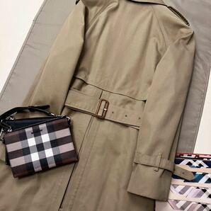 J38【英国王道のトレンチ】参考価格18万●超美品BURBERRY●ロンドンガール愛用!コットントレンチコート バーバリーコート レディース Lの画像9