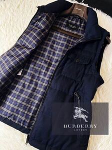 K9【ラグジュアリーの極み】定価17万●BURBERRY BLACK LABEL●高級ホワイトグースダウン　ウールベストコート バーバリーコート メンズ　LL