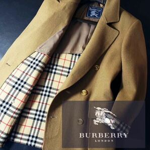 K43【超希少!完全ジーロンラム!!】定価20万 超美品●BURBERRY●最高峰極上繊維!!高級ダブルチェスターコート バーバリーコート メンズの画像1