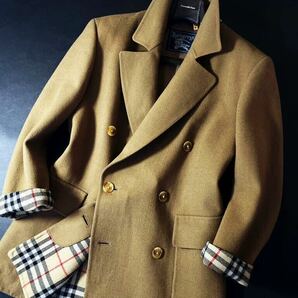 K43【超希少!完全ジーロンラム!!】定価20万 超美品●BURBERRY●最高峰極上繊維!!高級ダブルチェスターコート バーバリーコート メンズの画像2